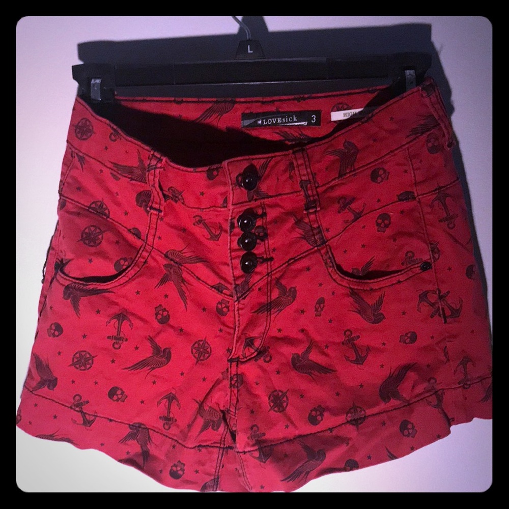 Lovesick high waisted shorts from Hot Topic